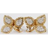 LEAF FORM PAVE DIAMOND AND GOLD EARCLIPS, PAIRA pair of yellow gold and pave diamond set earclips,