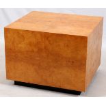 MILO BAUGHMAN STYLE BURL WOOD PEDESTAL TABLE, H 25", W 33", D 30"The cube table sets on a black