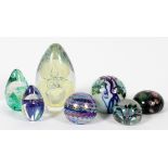 RICHARD EICKHOLT, LOTTON, CORREIA & OTHER GLASS PAPERWEIGHTS, SEVEN, H 1 1/2"-5 1/2"Including 1