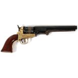 SPANISH, MODERN REPRODUCTION PERCUSSION CAP .38 CAL REVOLVER, SERIAL #B-48777, L 7" BARREL,Modern .