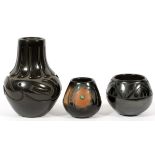 VICKIE MARTINEZ, ELIZABETH LOVATO & OTHER SOUTHWEST AMERICAN INDIAN BLACKWARE VESSELS, THREE, H 3"-