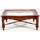 MAHOGANY & GLASS TOP COFFEE TABLE, H 20", W 50", D 40"An antiqued finish contemporary coffee