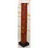 ROUGE MARBLE COLUMNAR PEDESTAL, H 48", W 10" (BASE)A rouge marble column with round white marble top