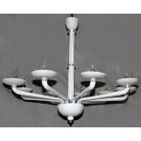 BAROVIER & TOSO (ITALIAN) GLASS NINE-LIGHT CHANDELIER, H 36", DIA 45"Contemporary nine arm blown