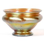 L. C. TIFFANY GOLD FAVRILE GLASS SALT CELLAR, DIA 2 1/2"Round shape with subtle scallop to rim,