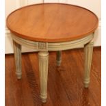 LOUIS XVI STYLE WALNUT OCCASIONAL TABLES, 2 PCS, H 16", DIA 20"round natural walnut tops with narrow