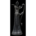 WMF JUGENDSTIL SILVERPLATE & CRYSTAL CLARET JUG, C. 1900, H 16"Wrttembergische Metallwarenfabrik (