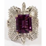 4 CT AMETHYST AND DIAMOND RING, SIZE 10 1/2A 4ct amethyst set amongst over 100 diamonds, in round,