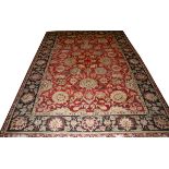 ISPAHAN DESIGN WOOL ORIENTAL CARPET, W 11' 3", L 16'Hand woven, all wool. Having a red ground and