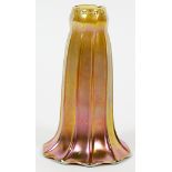 QUEZAL IRIDESCENT GLASS SHADE, H 4 1/2"A lily form shade marked "Quezal" at the rim (see