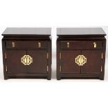 CHINESE TEAKWOOD NIGHT STANDS, TWO PIECES, H 24'', W 25'', D 16'''Century Furniture of