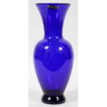 IRENA POLISH COBALT BLUE CRYSTAL VASE, H 12", DIA 5"Marked Irena, Hand Made in Poland, Hand Cut