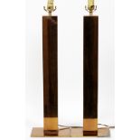 GEORGE KOVACS MID CENTURY MODERN SKYSCRAPER BRONZED METAL TABLE LAMPS, PAIR, H 28"Single-light.