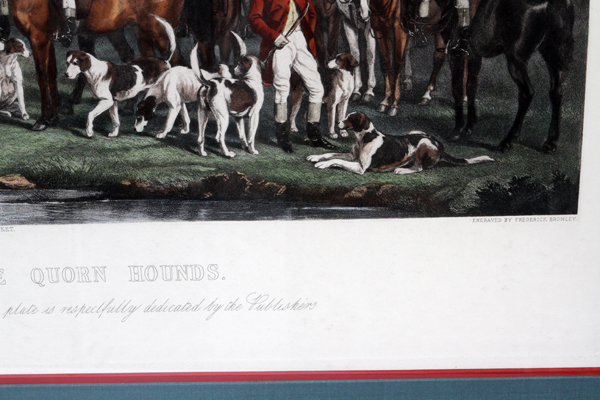 AFTER FREDERICK BROMLEY, LITHOGRAPH H 21", W 29 1/2", 'SIR RICHARD SUTTON & THE QUORN HOUNDS' - Image 2 of 2