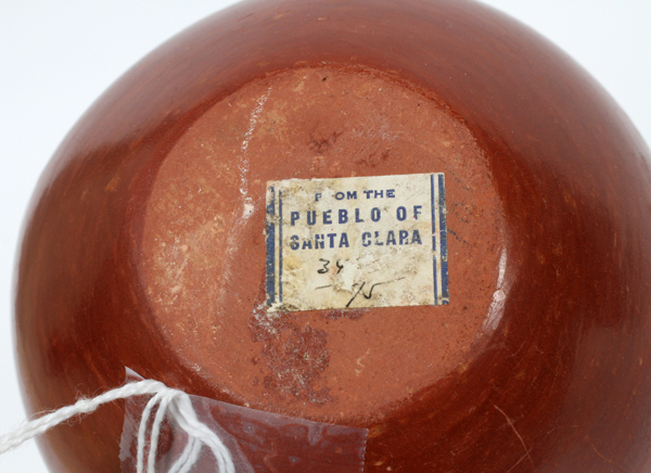 PUEBLO SANTA CLARA POTTERY BOWL, DIA 4 1/2"A traditional redware bowl with geometric motif. - Image 2 of 2