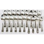 TOWLE & OTHER BRIGHT CUT STERLING TEASPOONS, LATE 19TH C., 19 PIECESA set of 12 teaspoons by