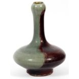 CHINESE ROUGE TO GRAY PORCELAIN VASE H 12" DIA 9"bulbous base and stick neck- For High Resolution