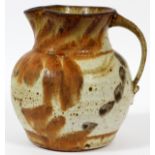 STUDIO POTTERY PITCHER, C. 1970, H 8", SIGNED, PROBABLY CRANBROOKIn shades of brown. Illegibly