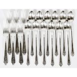 INTERNATIONAL 'MINUET' STERLING DINNER FORKS & ICED TEA SPOONS, 18 PIECESIncluding 6 place forks,