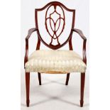 MAHOGANY SHIELD BACK HEPPLEWHITE STYLE CHAIR, H 38"Width 23", Circa 1940.Frame value.jw.- For High