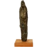 ISRAELI BRONZE SCULPTURE, H 21"Not signed. Mummy like wrapped standing figure.Good condition jw- For