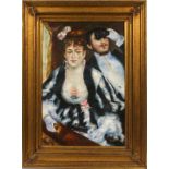 BARTON OIL ON CANVAS AT THE OPERA H 36" W 30" AFTER RENOIRDepicts a man and woman sitting watching