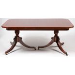 BERKEY AND GAY MAHOGANY DINING TABLE, W 32" L 64" + 3 BOARDSCirca 1940. A two pedestal table, each