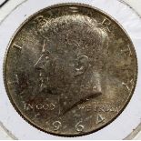 U.S. 1964-DD,STERLING SILVER KENNEDY .50C NET WGT.36169 OZ. PURE SILVER, APPEARS AS DOUBLE DD,BY