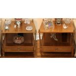 MILLING ROAD FURNITURE CO., DIRECTOIRE STYLE WALNUT END TABLES, PAIR, H 22", W 27" SQUAREEach is