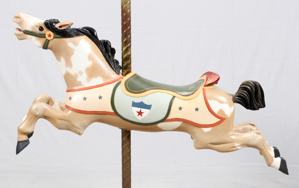 C. W. PARKER WOOD CAROUSEL HORSE, 1920'S, H 24", L 55"A jumping horse with carved leaves at the back - Image 2 of 2