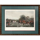 AFTER FREDERICK BROMLEY, LITHOGRAPH H 21", W 29 1/2", 'SIR RICHARD SUTTON & THE QUORN HOUNDS'