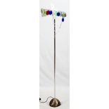 ARTEMIDE, ITALIAN GLASS SHADE FLOOR LAMP, C. 1990, H 80"With multi-color glass accents, on a brass