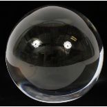 VAL ST. LAMBERT GLASS PAPERWEIGHT, DIA 4"Clear hand blown sphere. Signed on the underside.Light