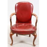 WALNUT QUEEN ANNE STYLE CHAIRQuality walnut frame, cabriole knees, horseshoe shape seat