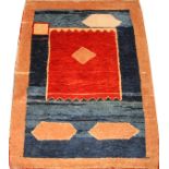 TURKISH TULU STYLE HAND WOVEN WOOL RUG, W 3', L 4' 1''A Woven Legends rug; geometric design.Good