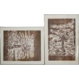 ILLEGIBLY SIGNED, LITHOGRAPHS, PAIR, H 29", W 40", "STRUCTURE SERIES"A pair of lithographs, each