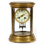 FRENCH BRASS MANTEL CLOCK, S. MARTI H 10"