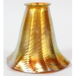 STEUBEN GOLD AURENE GLASS SHADE, H 5"Having a ribbed rope form. Unsigned.Good condition. JMF- For