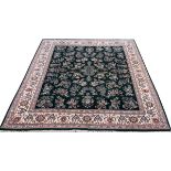 KESHAN DESIGN HANDWOVEN CARPET, W 8', L 10'Handwoven, with a green ground.In good condition. Ad- For