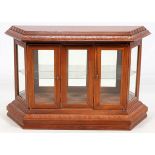 WALNUT LOW DISPLAY CABINET, MODERN, H 27", L 41"Mirrored back, glass shelf, depth 11".Good condition