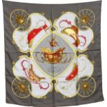 HERMES 'SPRINGS' SILK SCARF, 35" X 35"Labeled: Hermes Paris and signed within the print Ledoux. In