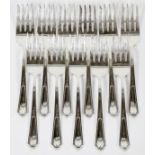 INTERNATIONAL 'GEORGIAN MAID' STERLING SALAD FORKS, ELEVEN, L 6 1/8"A set of 11 sterling silver