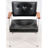 KNOLL CHROME & LEATHER ARMCHAIRLeather shows signs of use. JMF- For High Resolution Photos visit