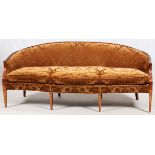 HICKORY FURNITURE, HEPPLEWHITE STYLE MAHOGANY SOFA, H 36", W 84", D 32"An upholstered Hepplewhite