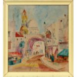 M. HELLBERG, OIL ON MASONITE, H 25" W 22" TUNIS, ARABIASigned with location. Circa 1920.Work of