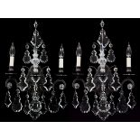 SCHONBEK CRYSTAL AND METAL SCONCES PAIR H 16" W 13.25"Scrolling metal sconce with crystal.Good