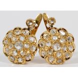 PAVE DIAMOND 18KT GOLD EARRINGS, PAIRA pair of pave set diamond earrings, Dia. 1/2". Weighing