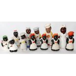 BLACK AMERICANA HAND PAINTED SALT AND PEPPER SHAKERS, 12 PIECES