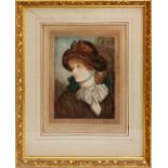 MEZZOTINT PORTRAIT CIRCA 1900 H 11" W 8'Hand colored. Pencil signed James S. King. Image size: 10