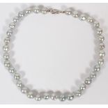 9.54-10MM TAHITIAN PEARL NECKLACE, L 15 1/2"Having high luster, greenish-blue color pearls, each